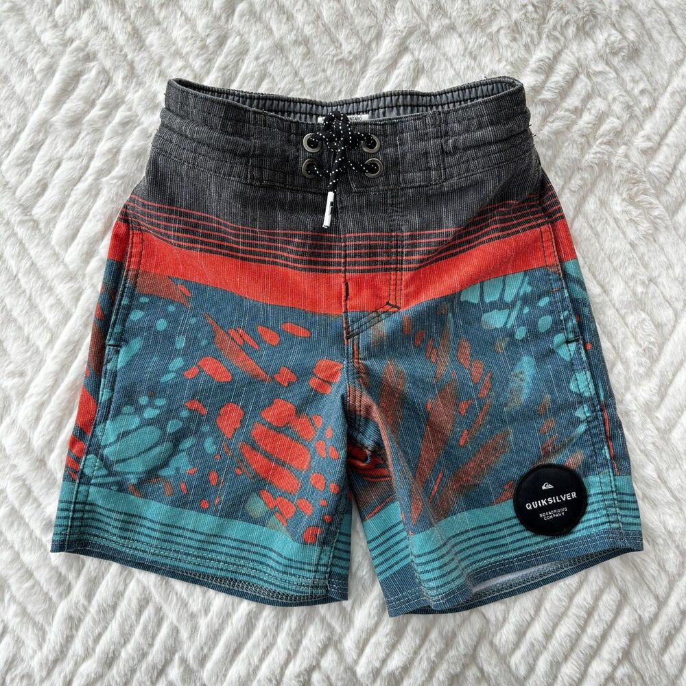 Quiksilver Boys Size 2 Board Shorts Swim Trunks Tropical Print